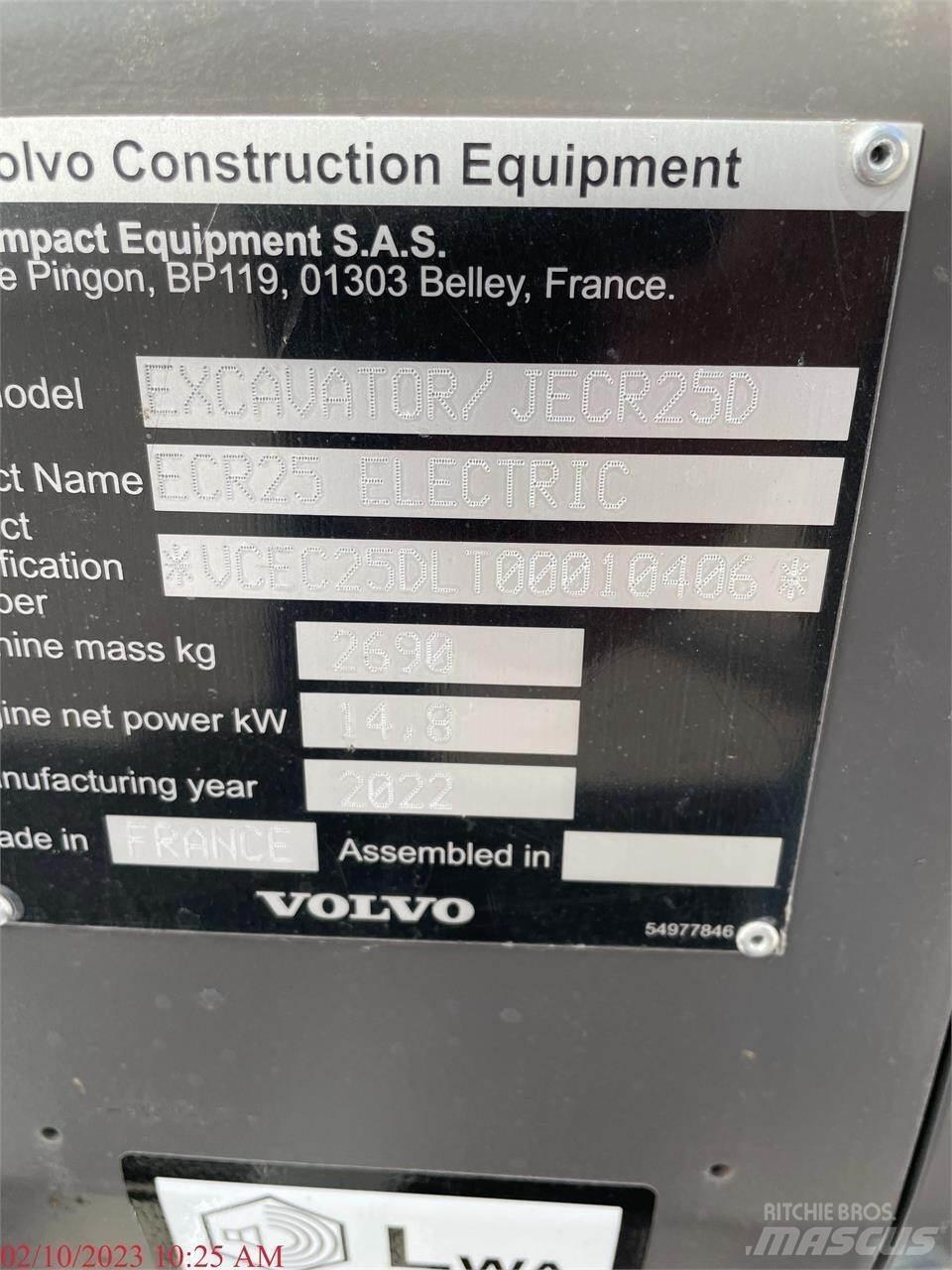 Volvo ECR25D Мини екскаватори < 7 т