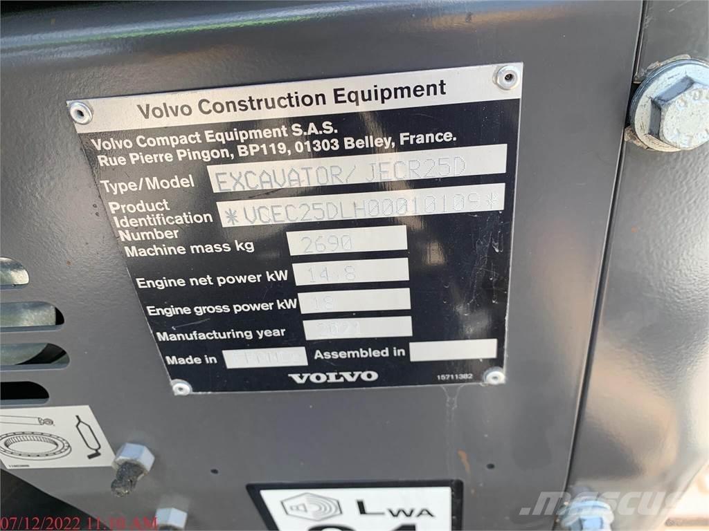 Volvo ECR25D Мини екскаватори < 7 т
