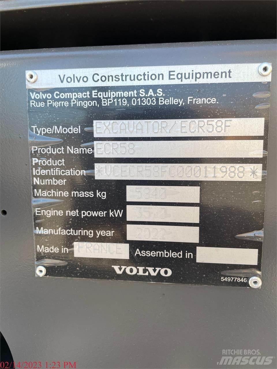 Volvo ECR58F Верижен екскаватор