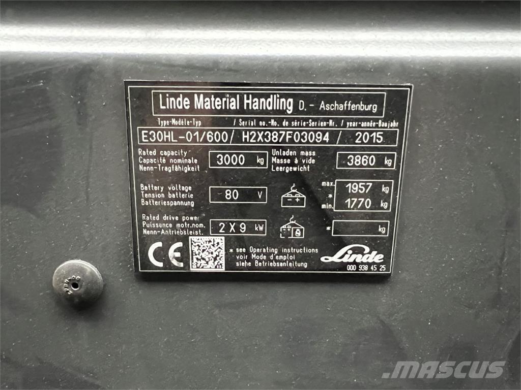 Linde E30/600HL Електрически вилични кари-повдигачи
