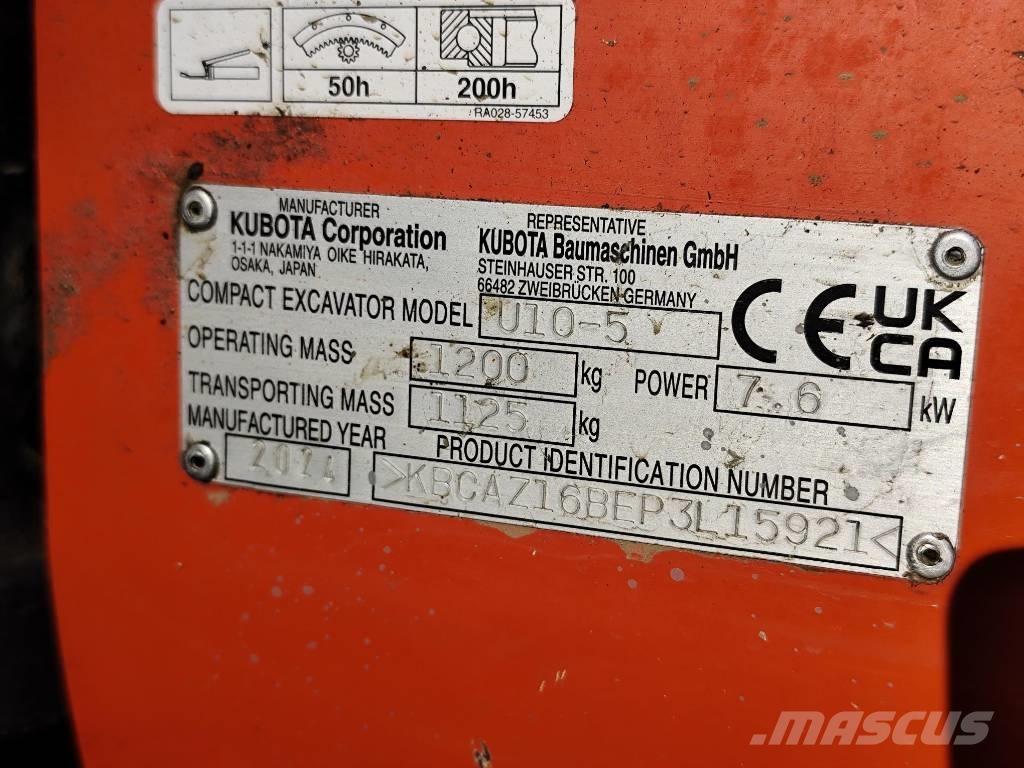 Kubota U 10-5 Мини екскаватори < 7 т