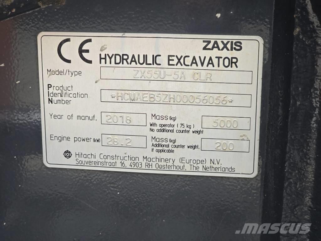 Hitachi ZX55U-5A CLR Мини екскаватори < 7 т