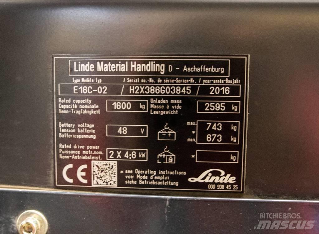Linde E 16 C-02 Електрически вилични кари-повдигачи