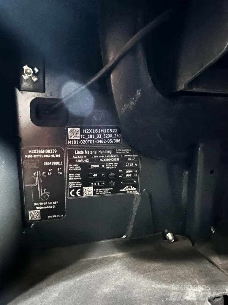 Linde E20PL/386-02 Електрически вилични кари-повдигачи