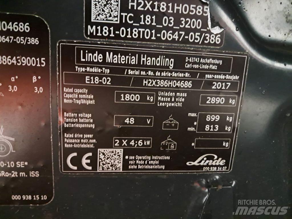 Linde E18-02 Електрически вилични кари-повдигачи