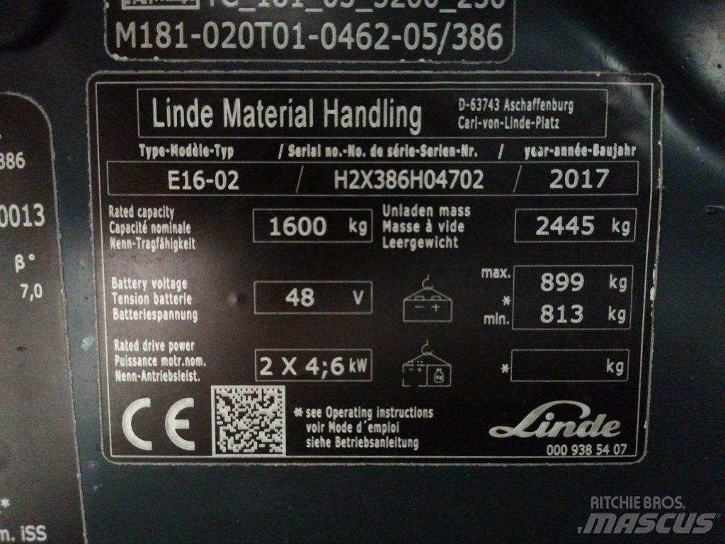 Linde E16-02 Електрически вилични кари-повдигачи
