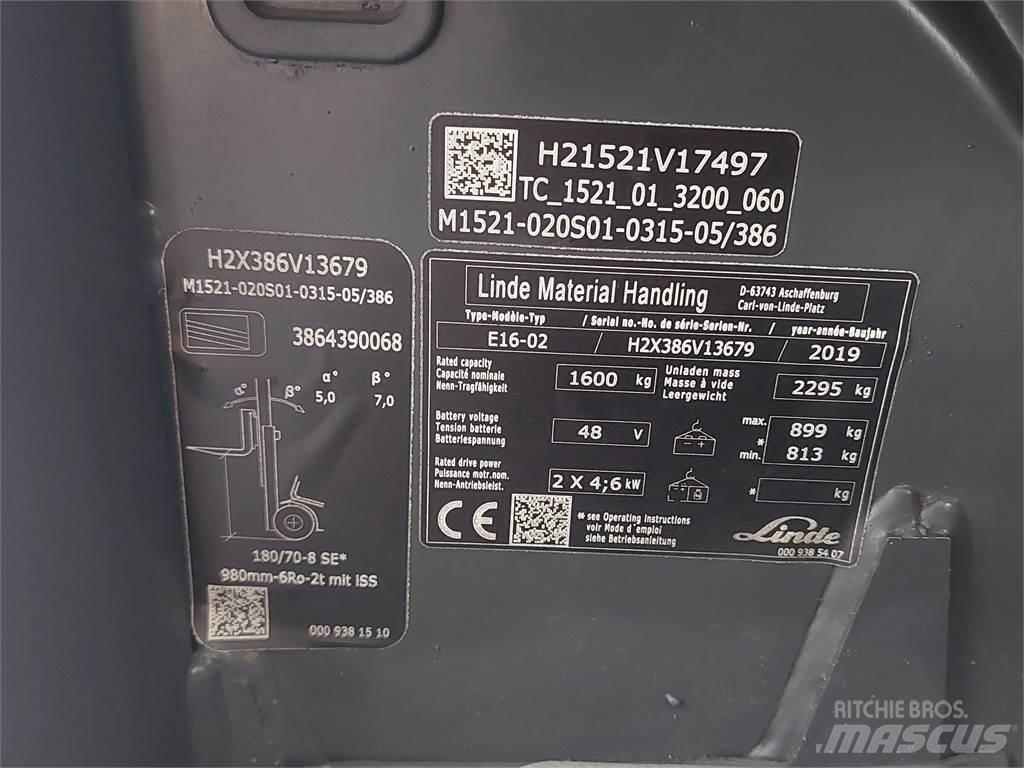 Linde E16 02 Електрически вилични кари-повдигачи