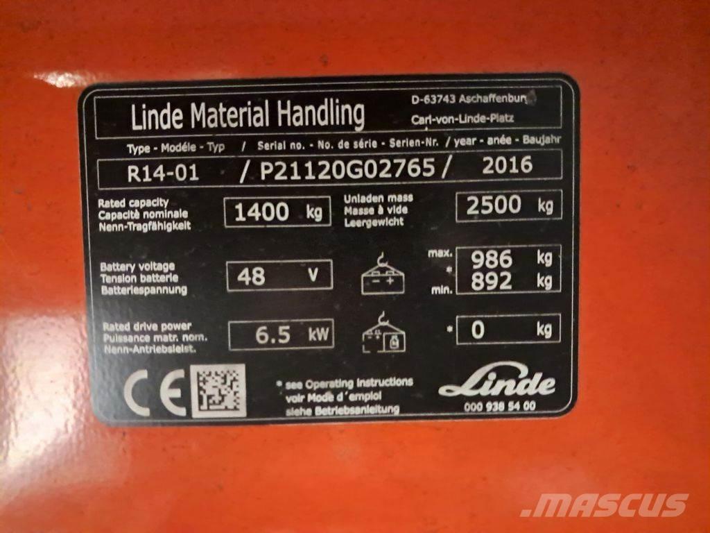 Linde R14-01 Ретрак/ Високоповдигач с изместване на вилката напред