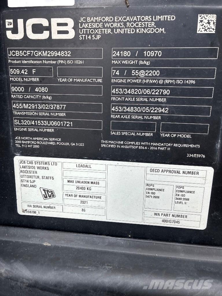 JCB 509-42 Телескопични товарачи