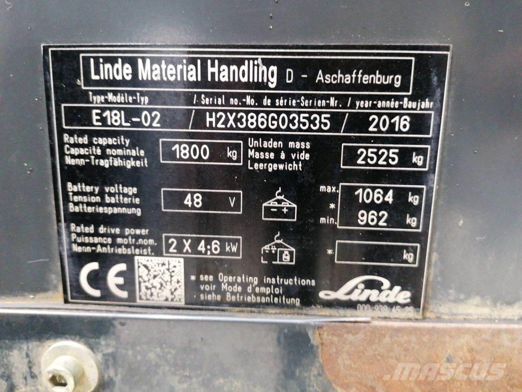 Linde E18L-02 Електрически вилични кари-повдигачи