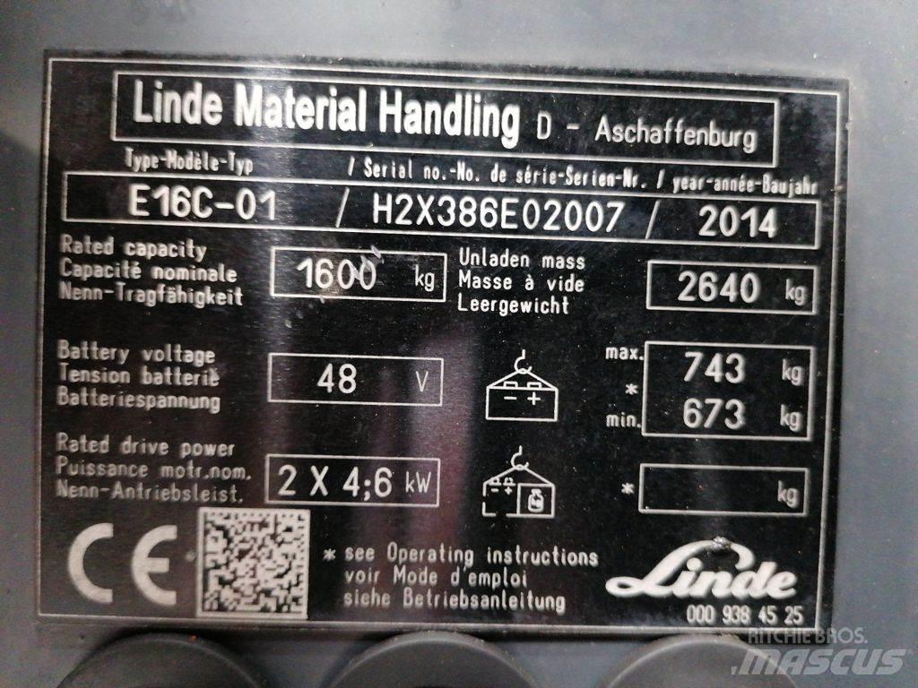 Linde E16C-01 Електрически вилични кари-повдигачи