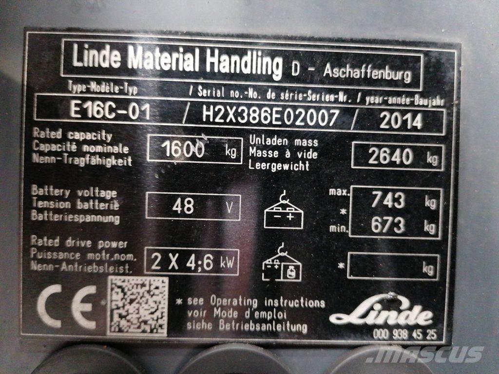 Linde E16C-01 Електрически вилични кари-повдигачи