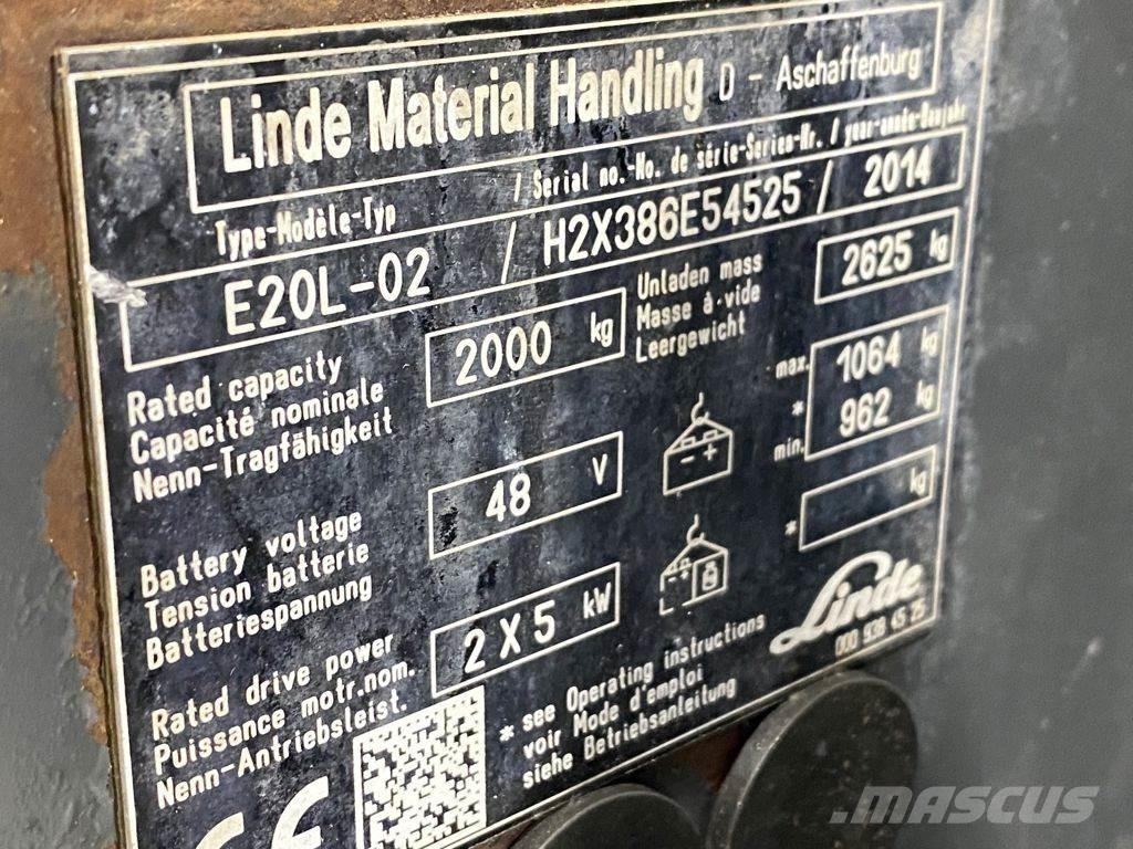 Linde E20L-02 Електрически вилични кари-повдигачи