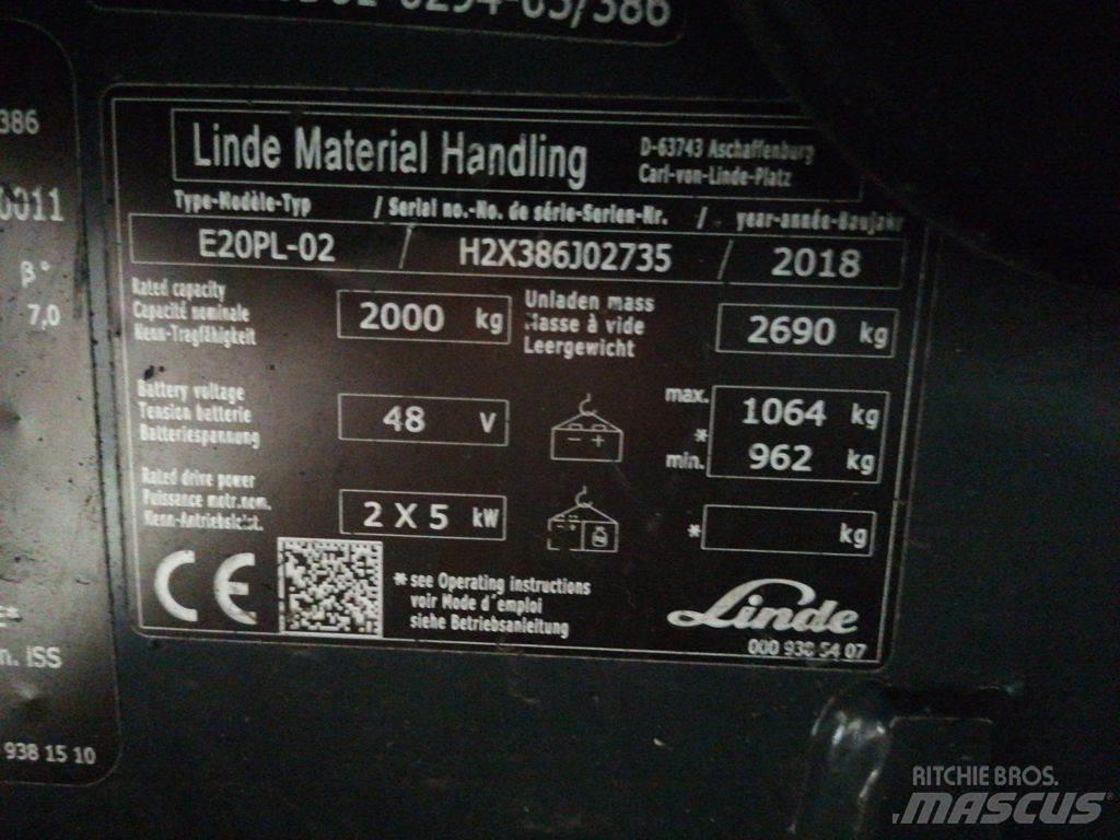 Linde E20PL-02 Електрически вилични кари-повдигачи