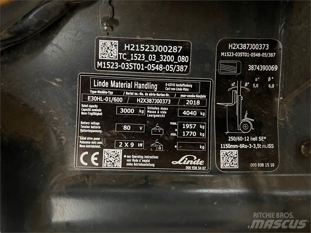 Linde E30/600HL Електрически вилични кари-повдигачи