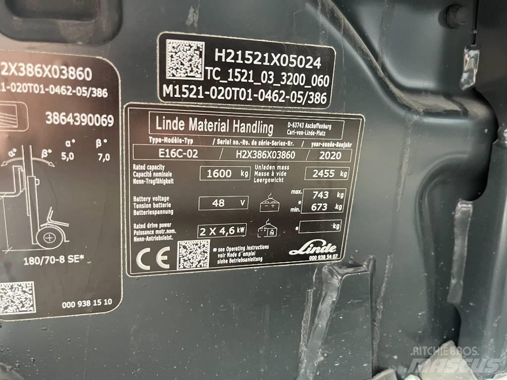 Linde E 16 C-02 Електрически вилични кари-повдигачи