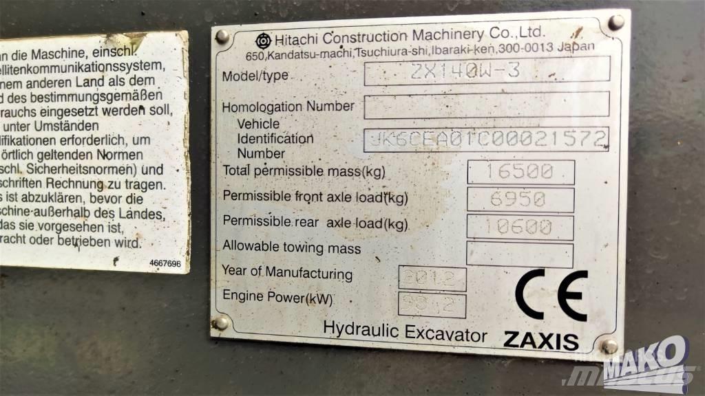 Hitachi ZX 140 W-3 Колесни екскаватори