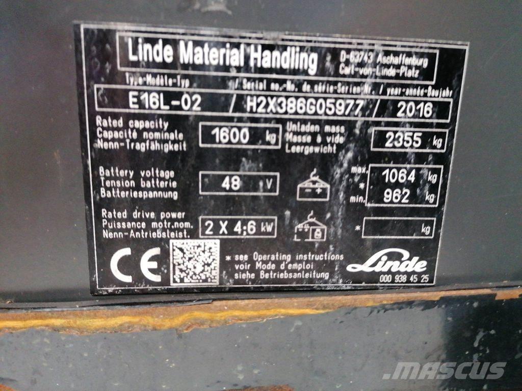 Linde E16L-02 Електрически вилични кари-повдигачи