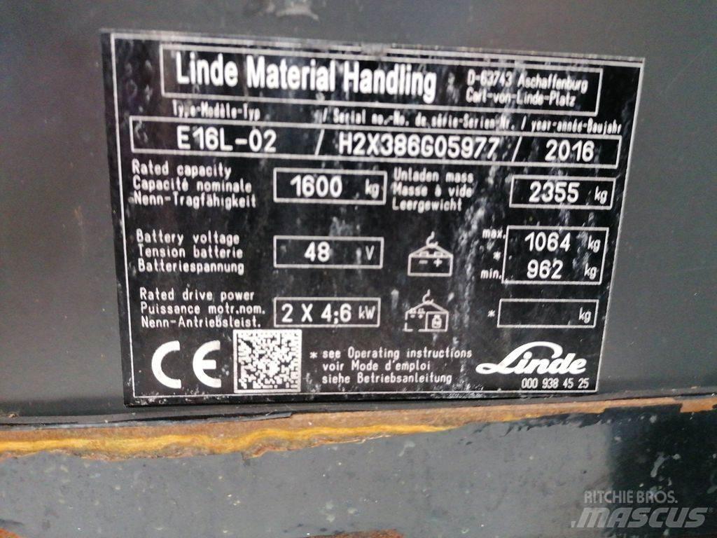 Linde E16L-02 Електрически вилични кари-повдигачи
