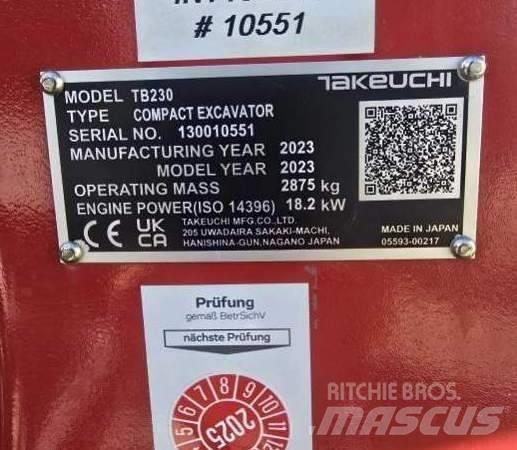 Takeuchi TB 230 Мини екскаватори < 7 т