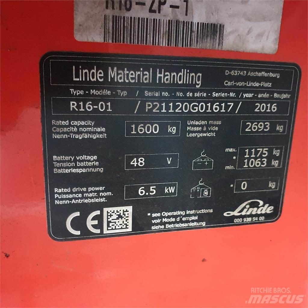 Linde R16 Ретрак/ Високоповдигач с изместване на вилката напред