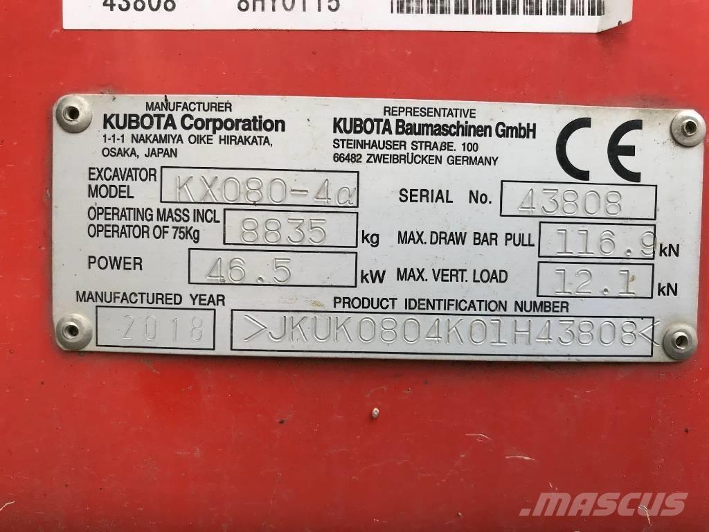 Kubota KX 080-4 Средни екскаватори 7т - 12т