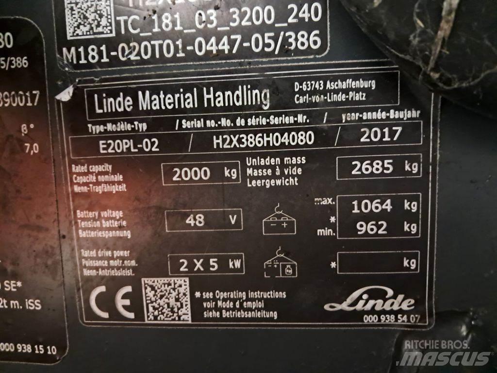 Linde E20PL-02 Електрически вилични кари-повдигачи