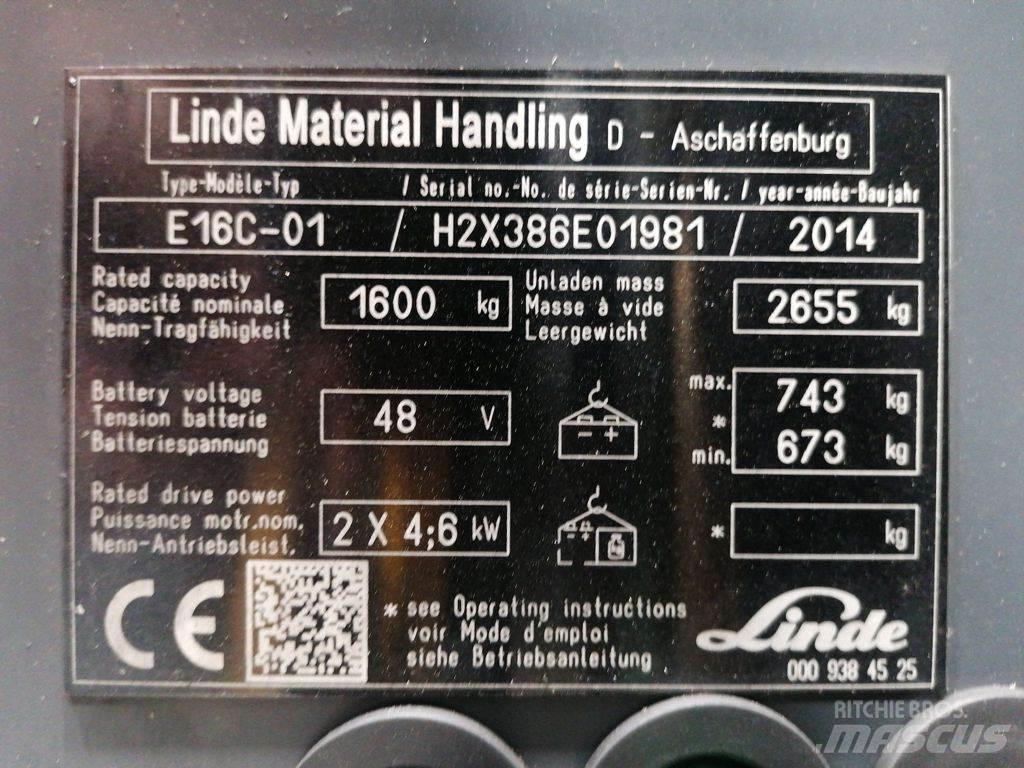 Linde E16C-01 Електрически вилични кари-повдигачи