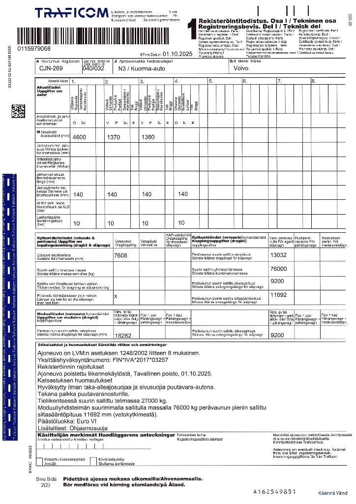 Volvo FH 16 750 За превоз на дървени трупи