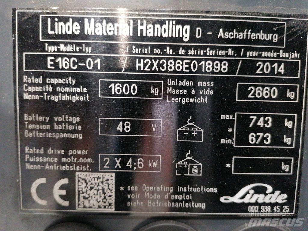 Linde E16C-01 Електрически вилични кари-повдигачи