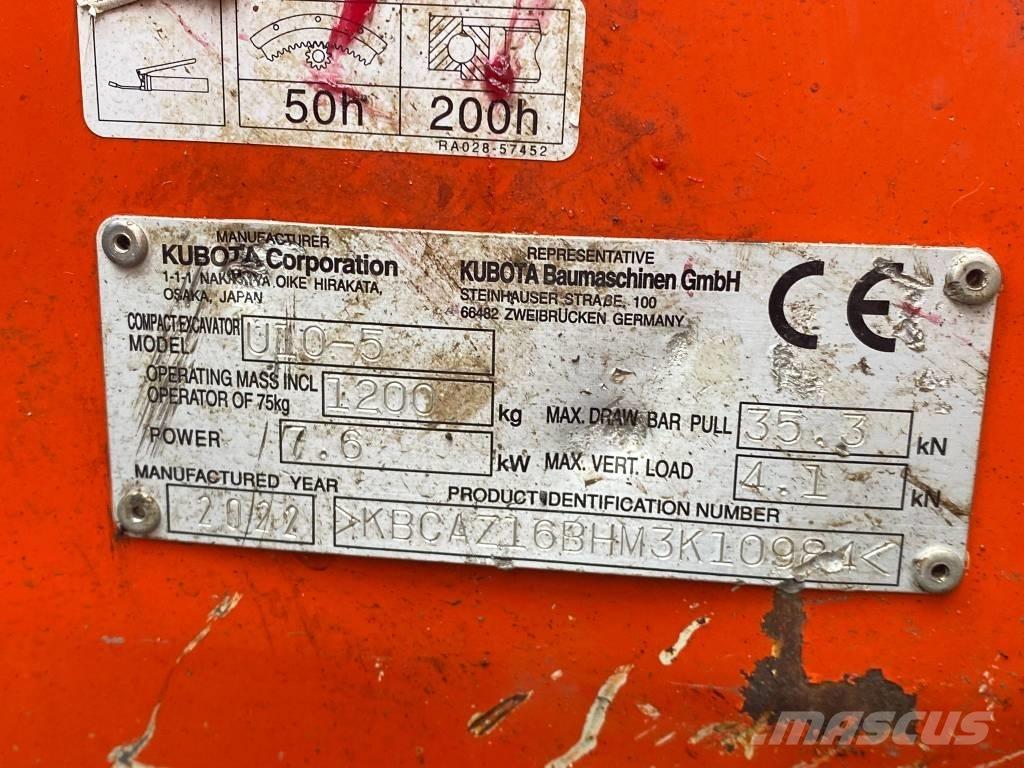 Kubota u10-5 Мини екскаватори < 7 т