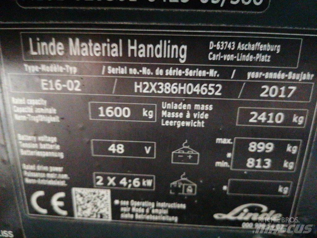 Linde E16-02 Електрически вилични кари-повдигачи