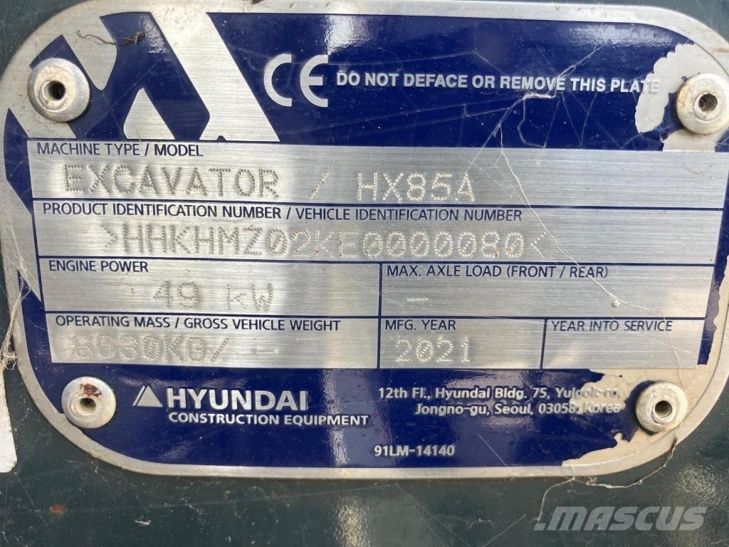 Hyundai HX 85 A Средни екскаватори 7т - 12т