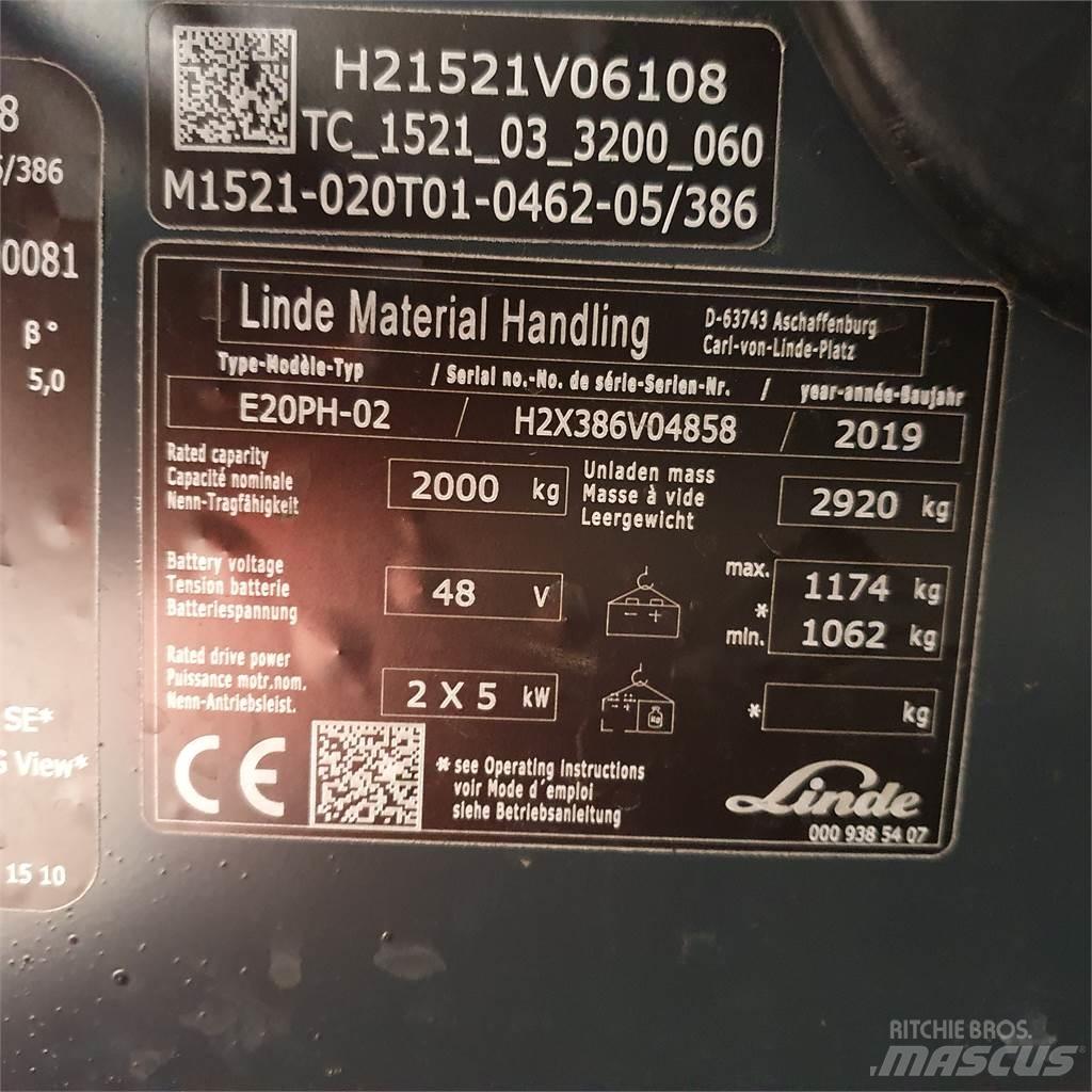 Linde E20PH Електрически вилични кари-повдигачи