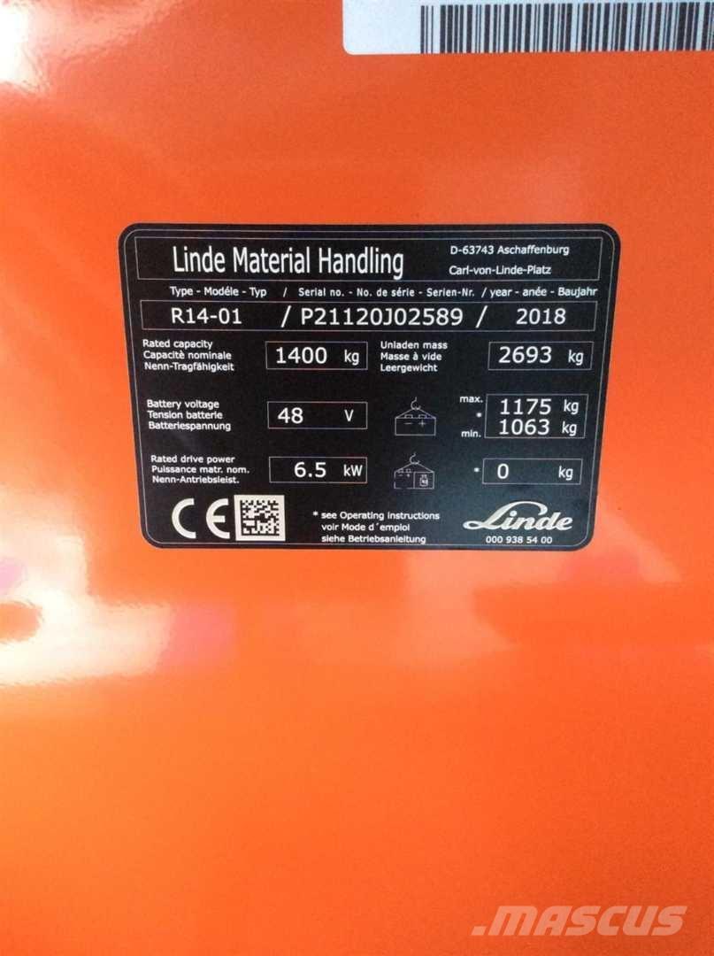Linde R14 Ретрак/ Високоповдигач с изместване на вилката напред
