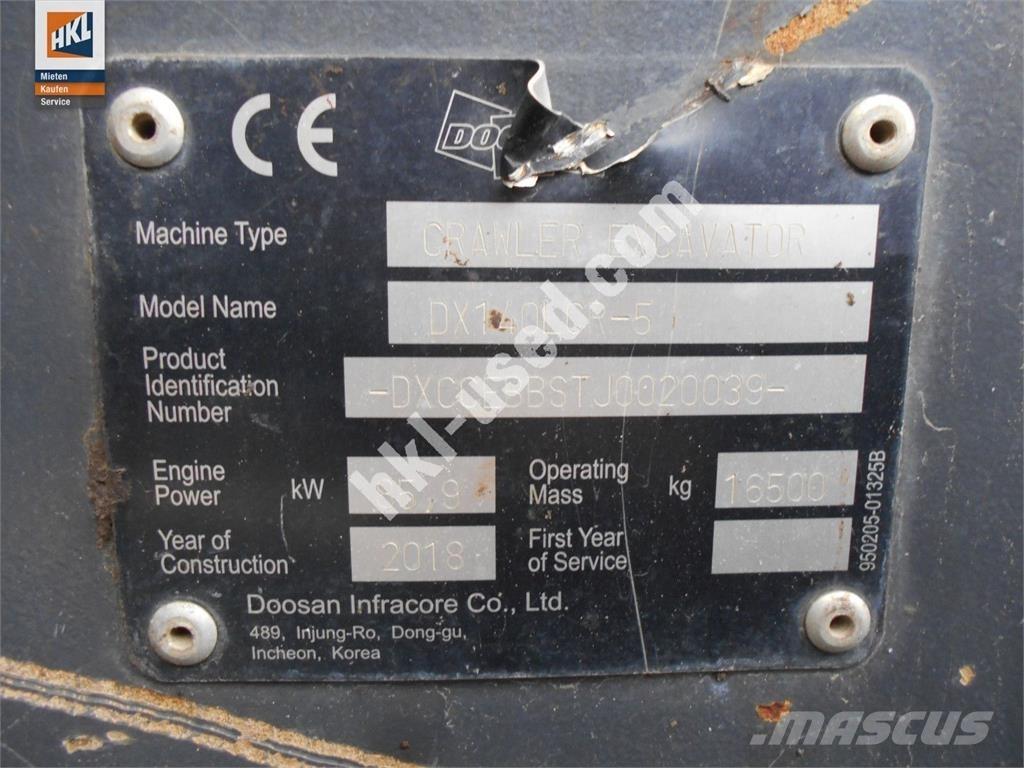 Doosan DX 140 LCR-5 Верижен екскаватор