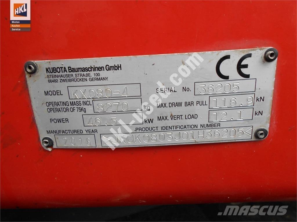 Kubota KX 080-4 Мини екскаватори < 7 т