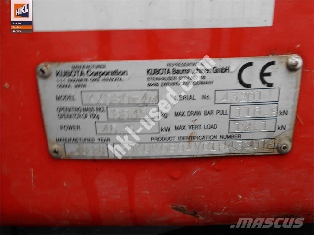Kubota KX 080-4 Мини екскаватори < 7 т