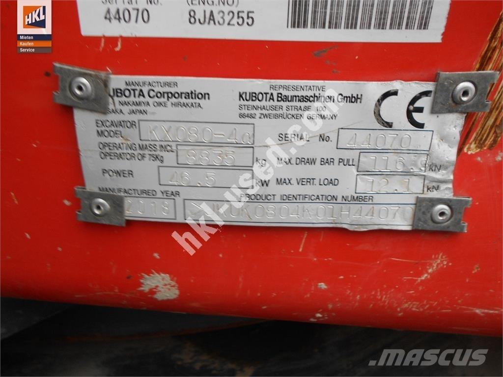 Kubota KX 080-4 Мини екскаватори < 7 т