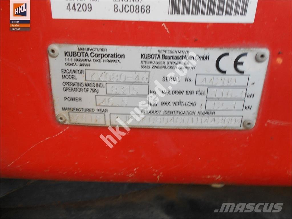 Kubota KX 080-4 Мини екскаватори < 7 т