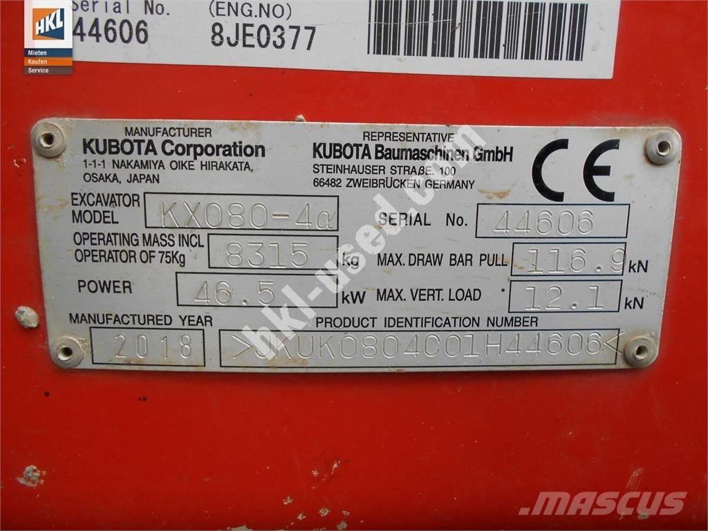 Kubota KX 080-4 Мини екскаватори < 7 т