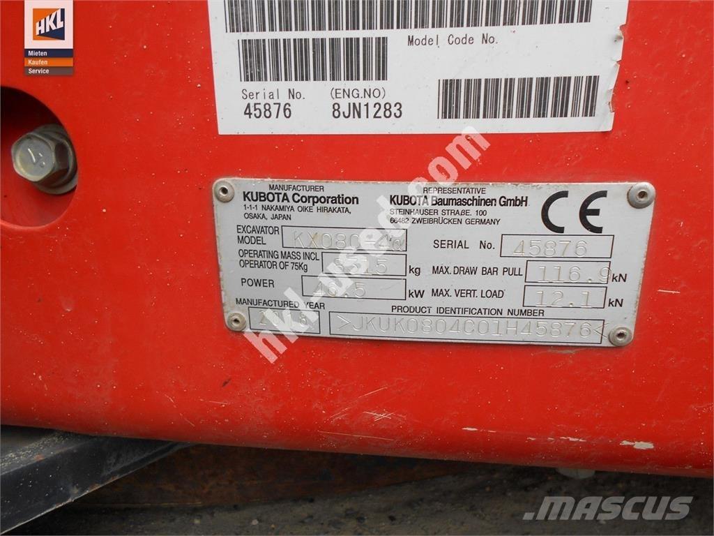 Kubota KX 080-4 Мини екскаватори < 7 т