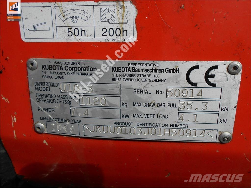 Kubota U 10-3 Мини екскаватори < 7 т