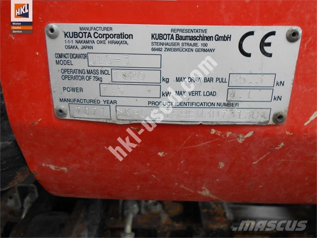 Kubota U 10-3 Мини екскаватори < 7 т
