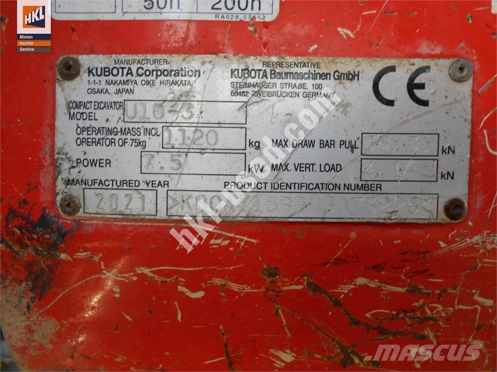 Kubota U 10-3 Мини екскаватори < 7 т