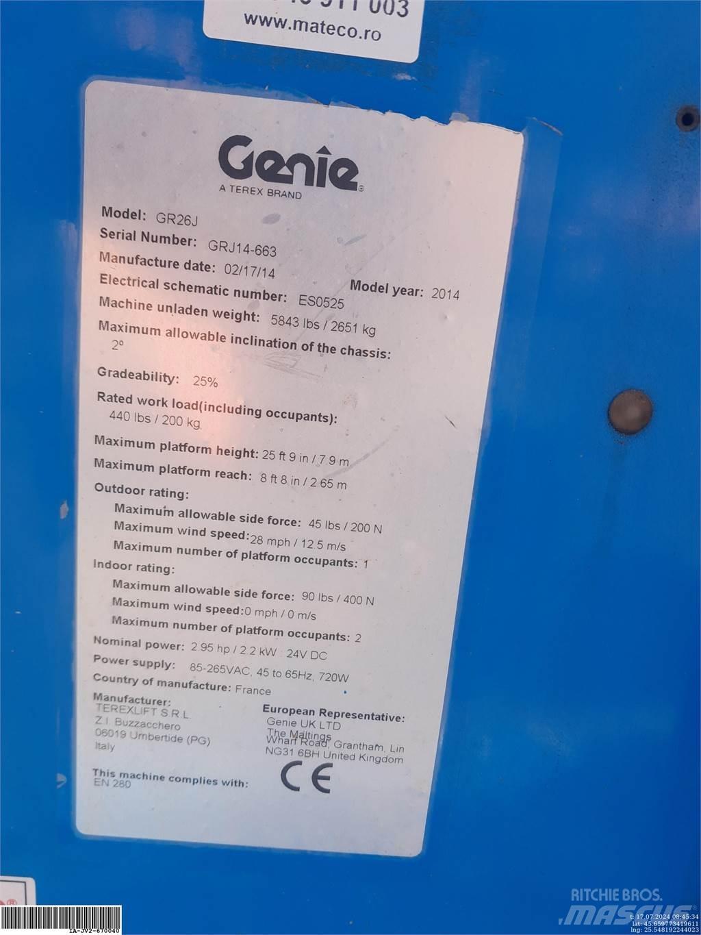 Genie GR26J Вертикални мачтови повдигачи
