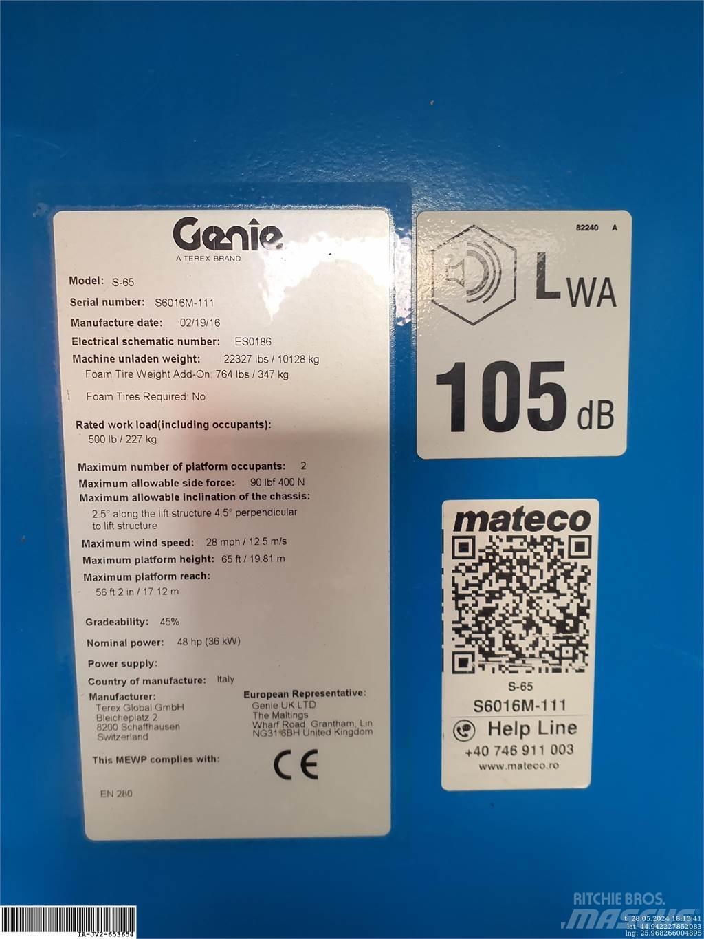 Genie S-65 Съчленени стрелови подемници