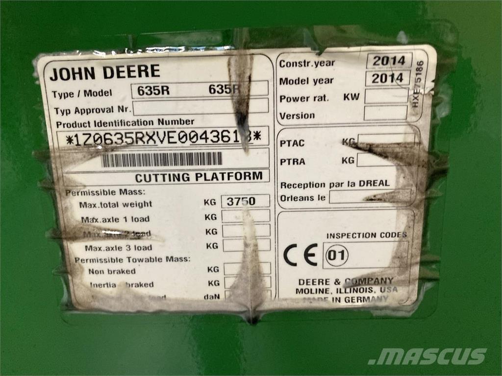 John Deere 635R Глави за комбайн