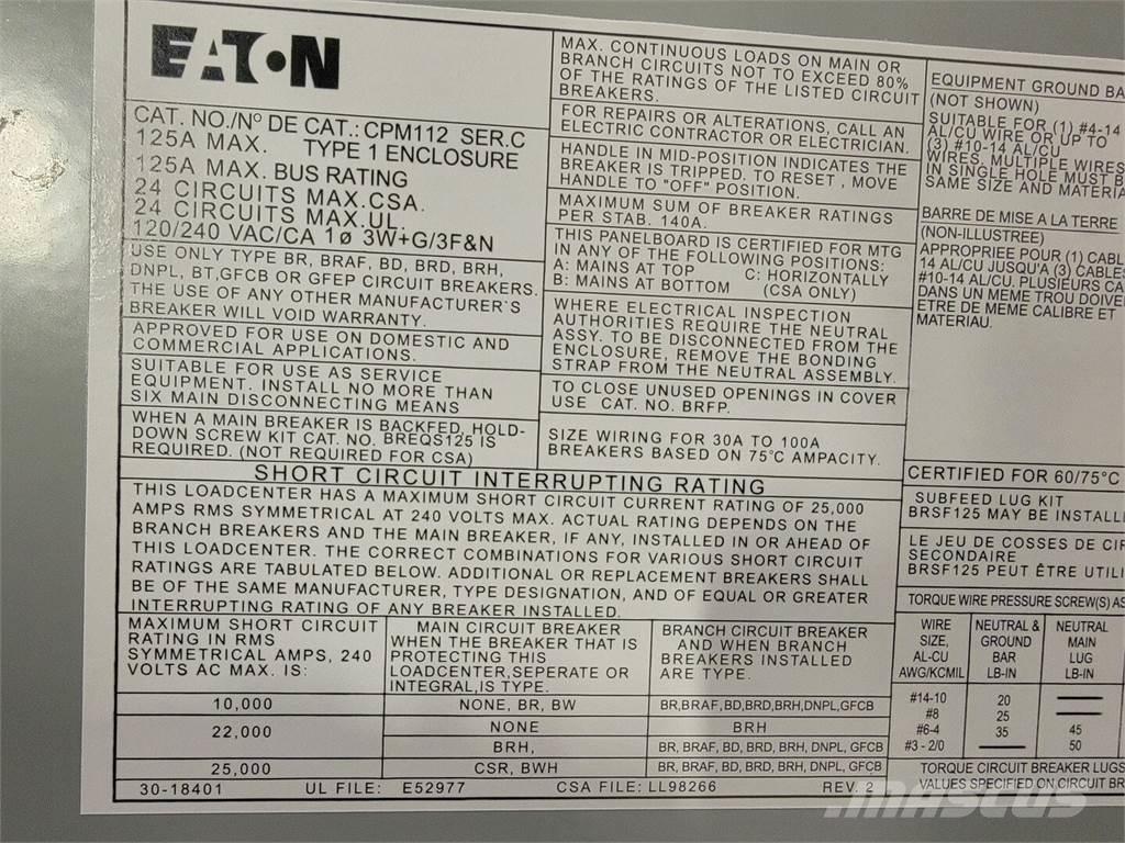Eaton PM112 Строителство - Други
