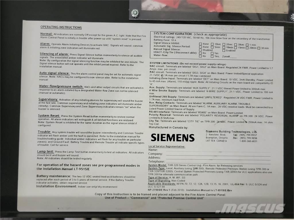 Siemens TXR-320 Строителство - Други